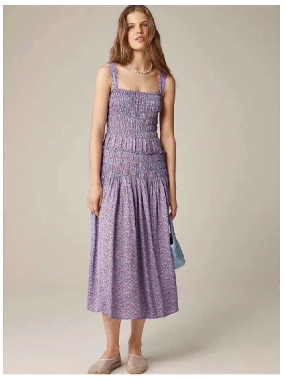 NWT J. Crew Smocked Midi Dress in Summer Fields Print